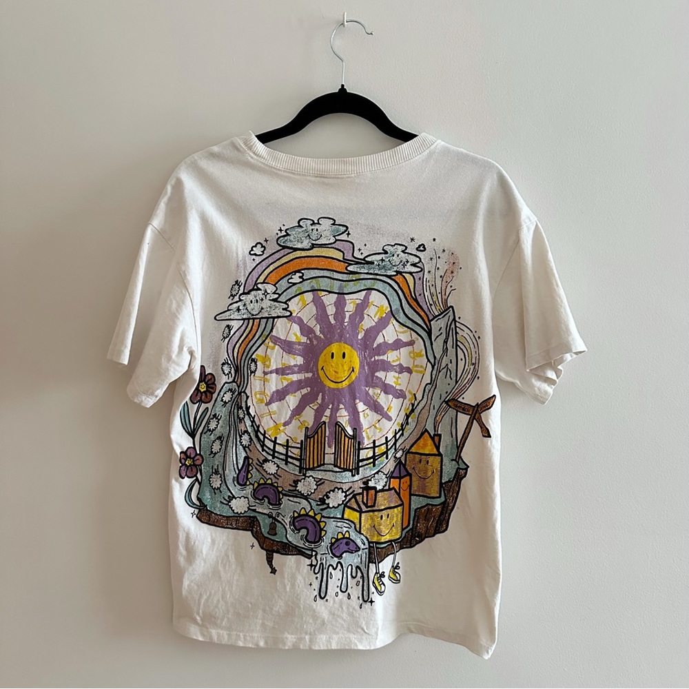 H&M x Smiley Beige Cream Cotton Loose Fit Tshirt S